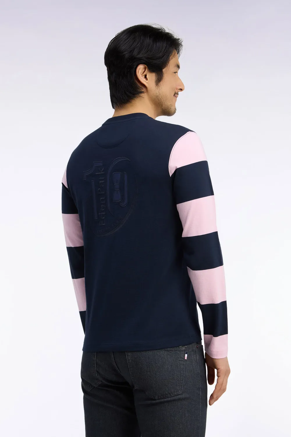 Eden Park t-shirt manches longues marine coton homme