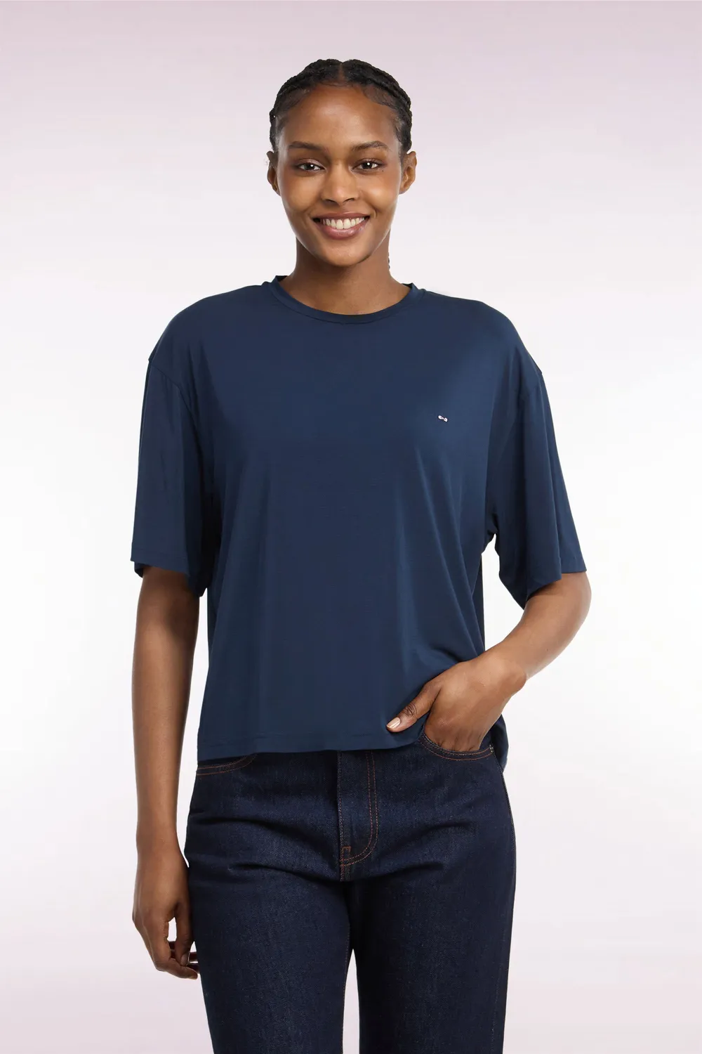 Eden Park Club Classique t-shirt femme marine modal stretch