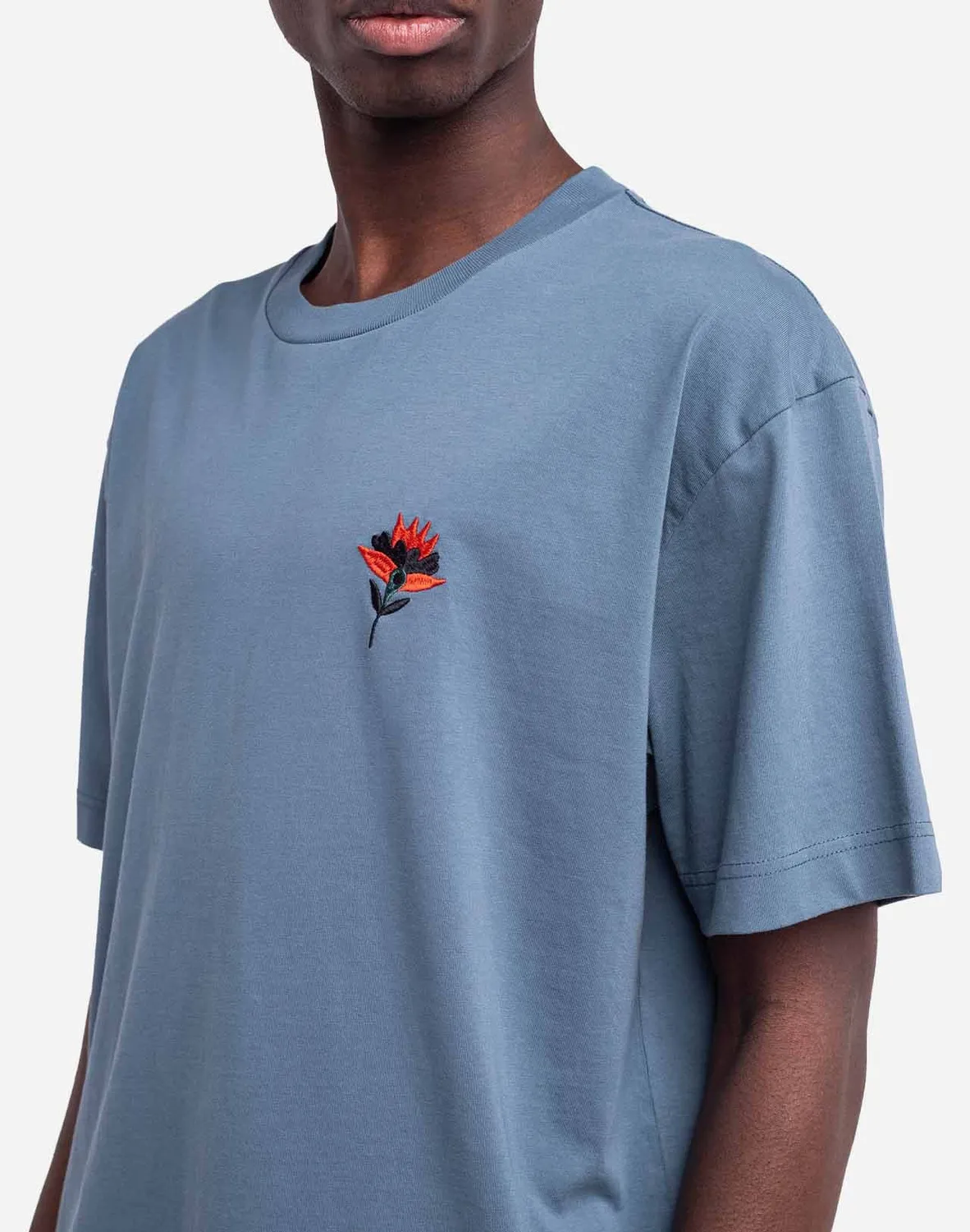 OLOW Brière t-shirt ample bleu acier coton bio