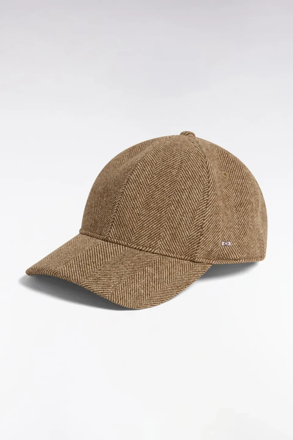 Eden Park Casquette Drap Laine Chevrons Marron Taille Unique