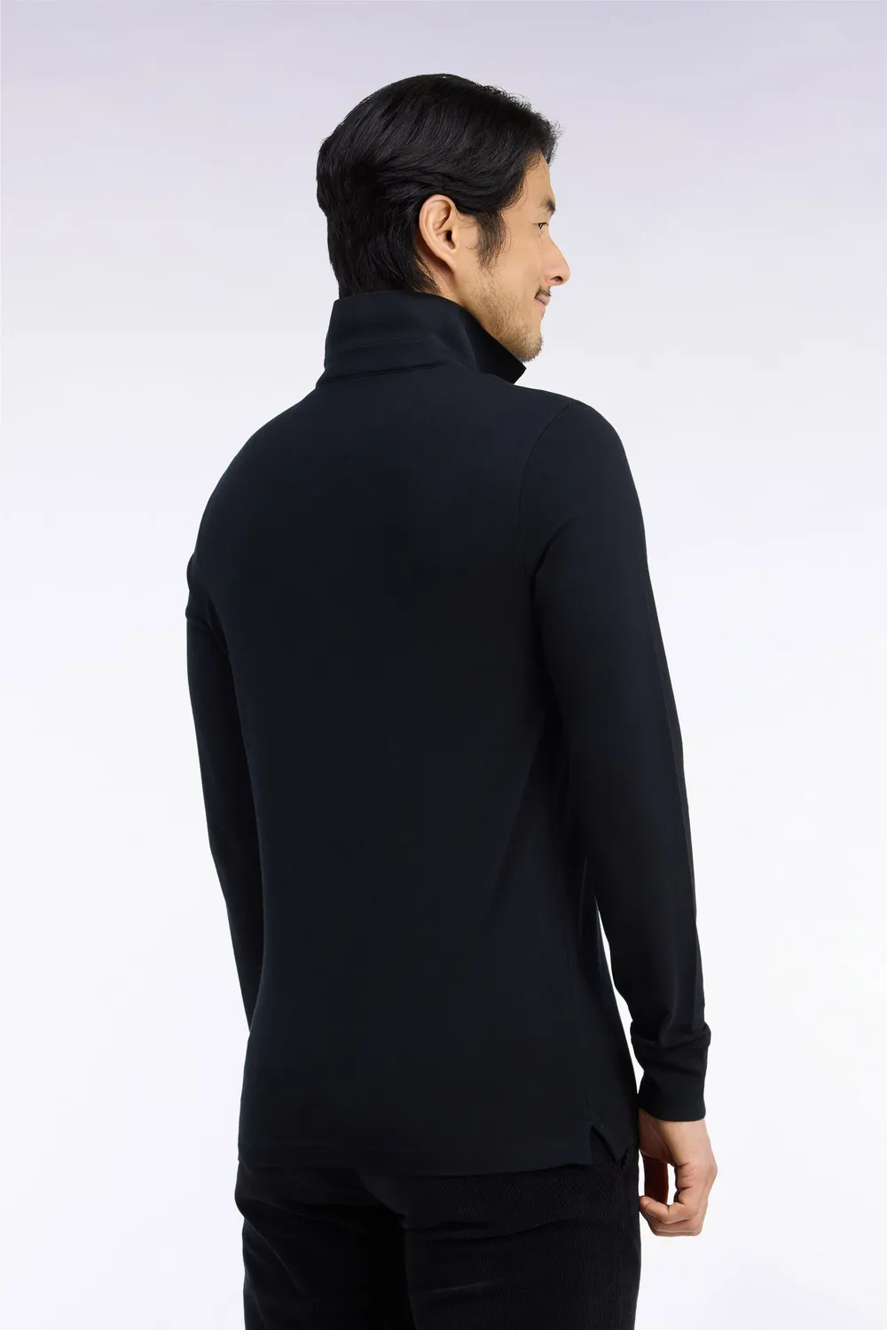 Eden Park polo manches longues coton stretch noir slim