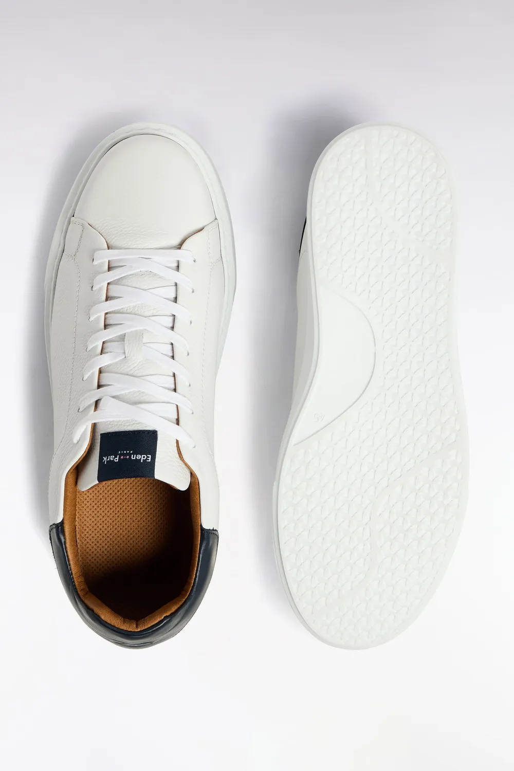 Eden Park baskets cuir grainé blanc