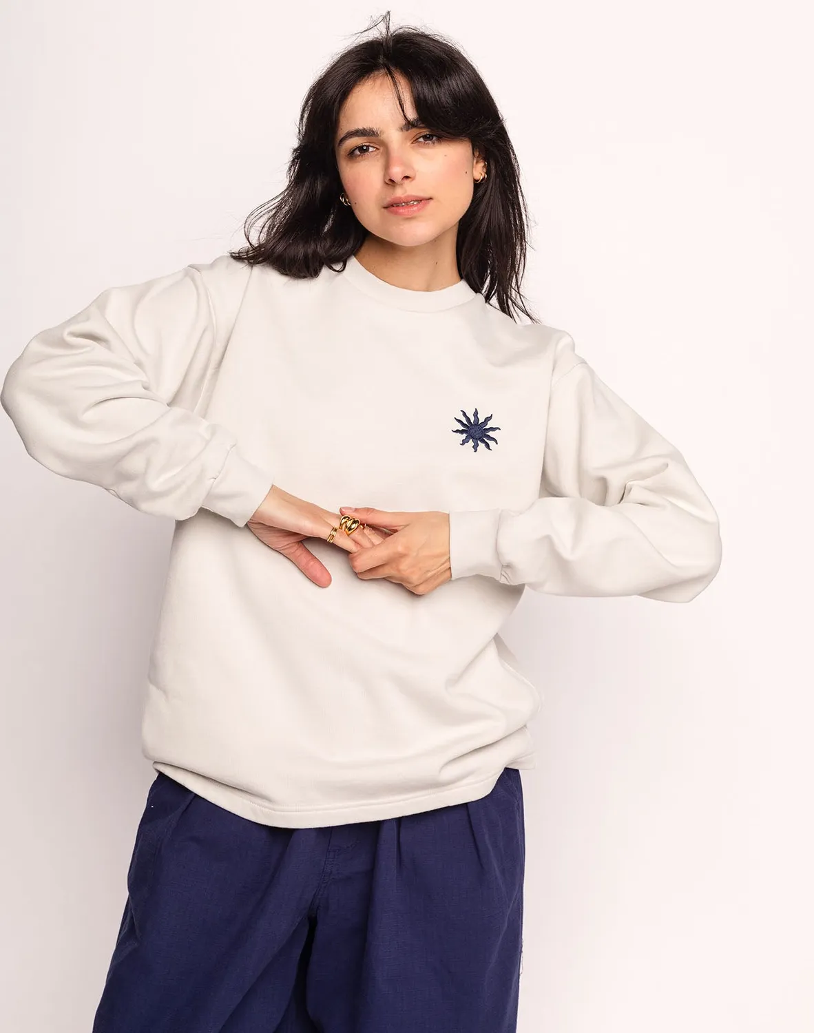 Olow Lost Track sweat gris perle molleton 430 g