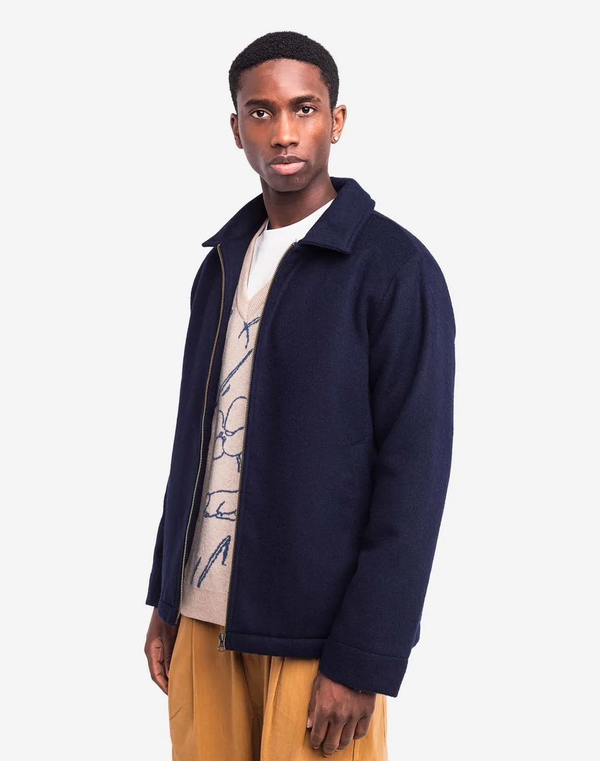 Olow Sherwood blouson homme bleu marine laine mérinos