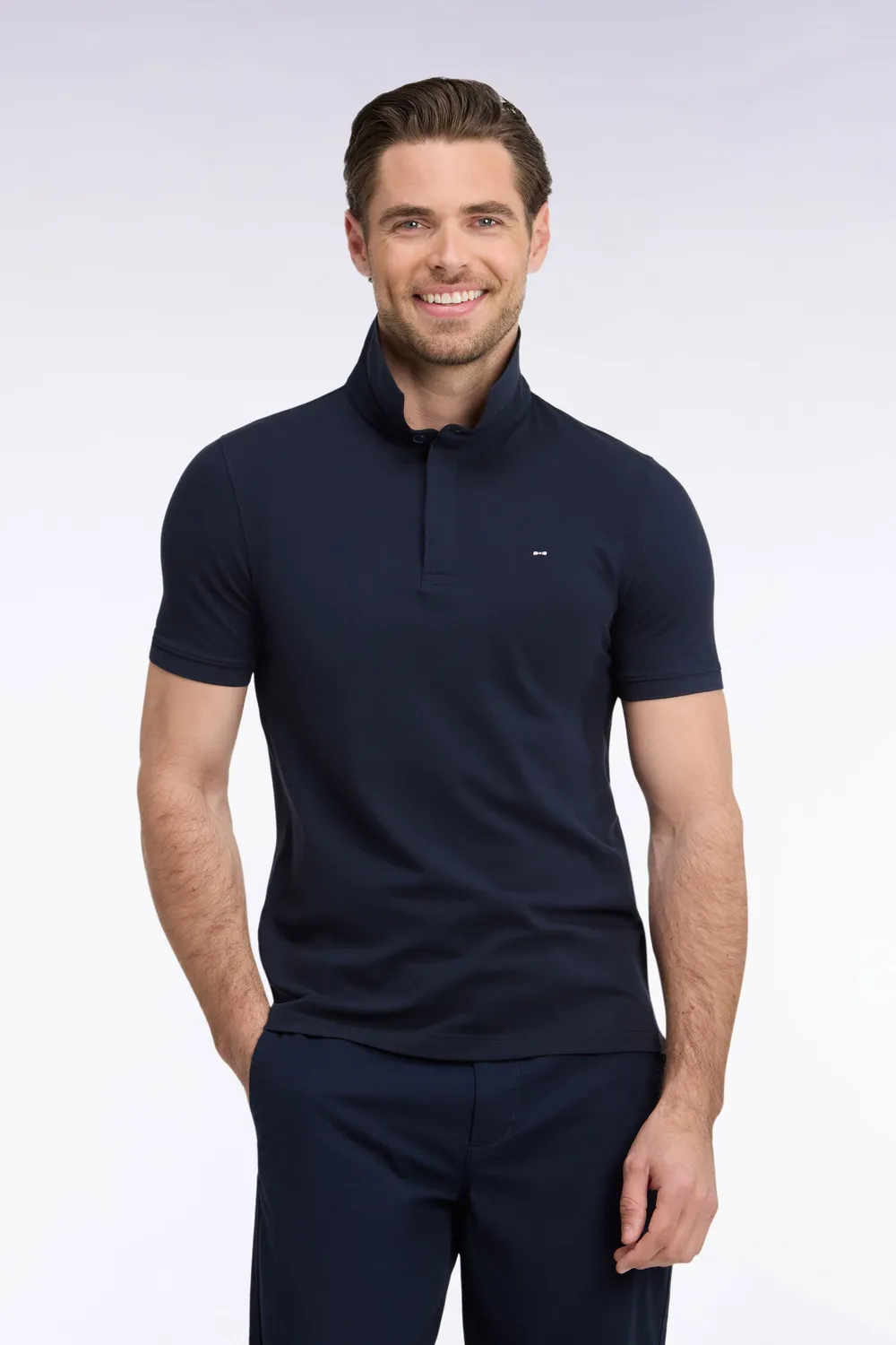 Eden Park polo marine coton stretch coupe ajustée homme