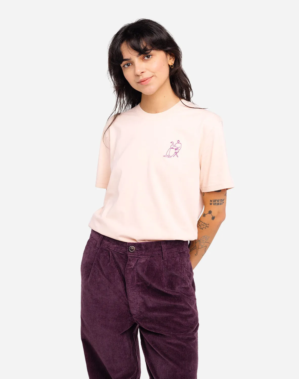 Olow Goose t-shirt crème coton bio brodé