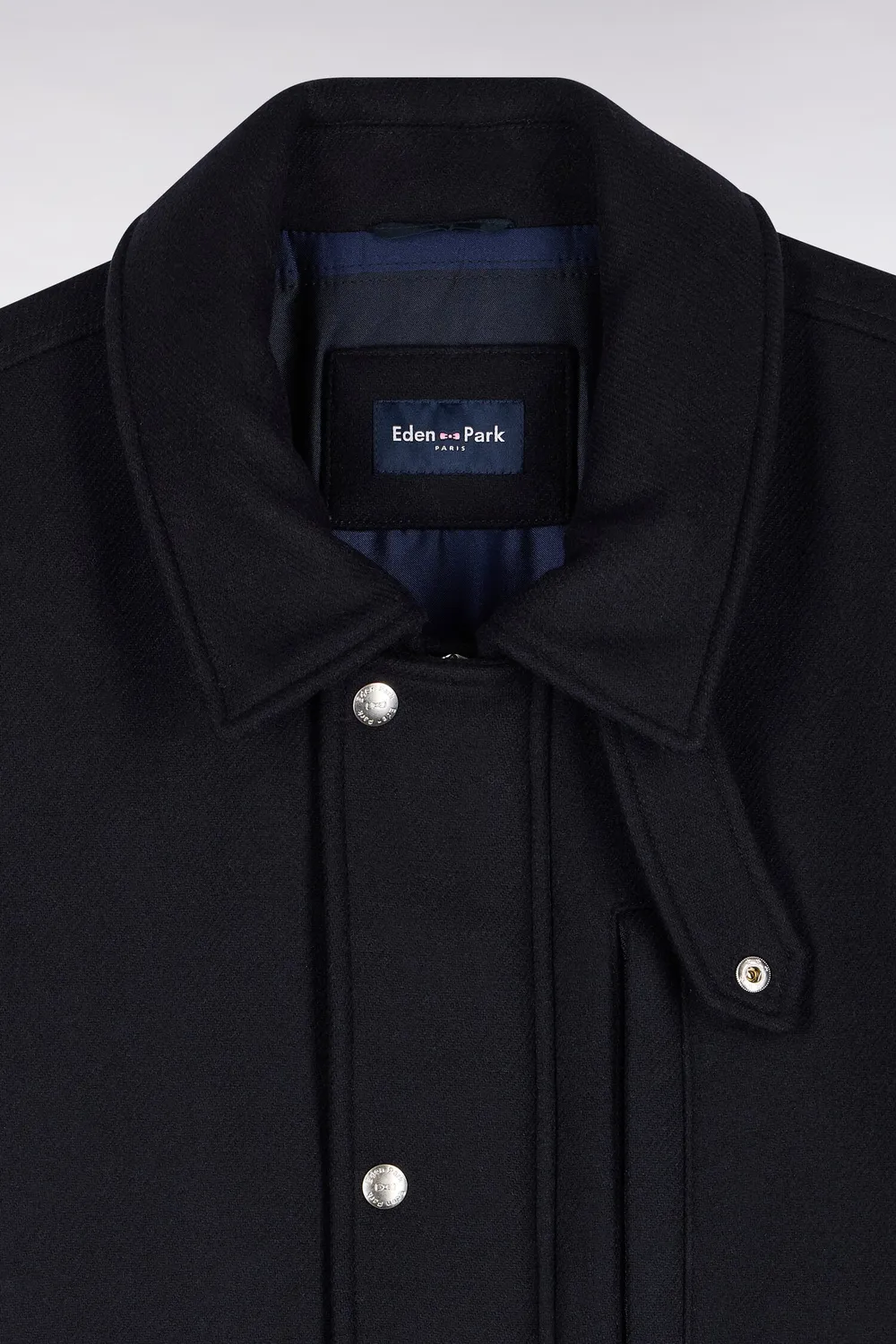Eden Park parka courte flanelle marine coupe droite